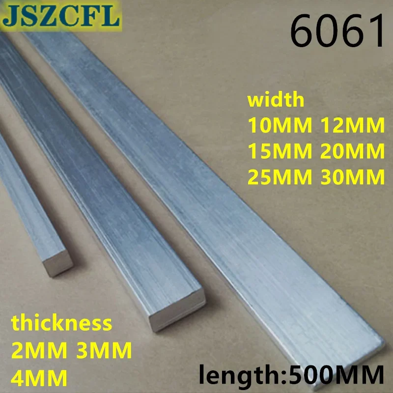 5PCS 6061 T6 Aluminum Alloy Flat Bar Plate width 10/12/15/20/25/30MM thick 2MM 3MM 4MM DIY Material Model Parts length 500MM