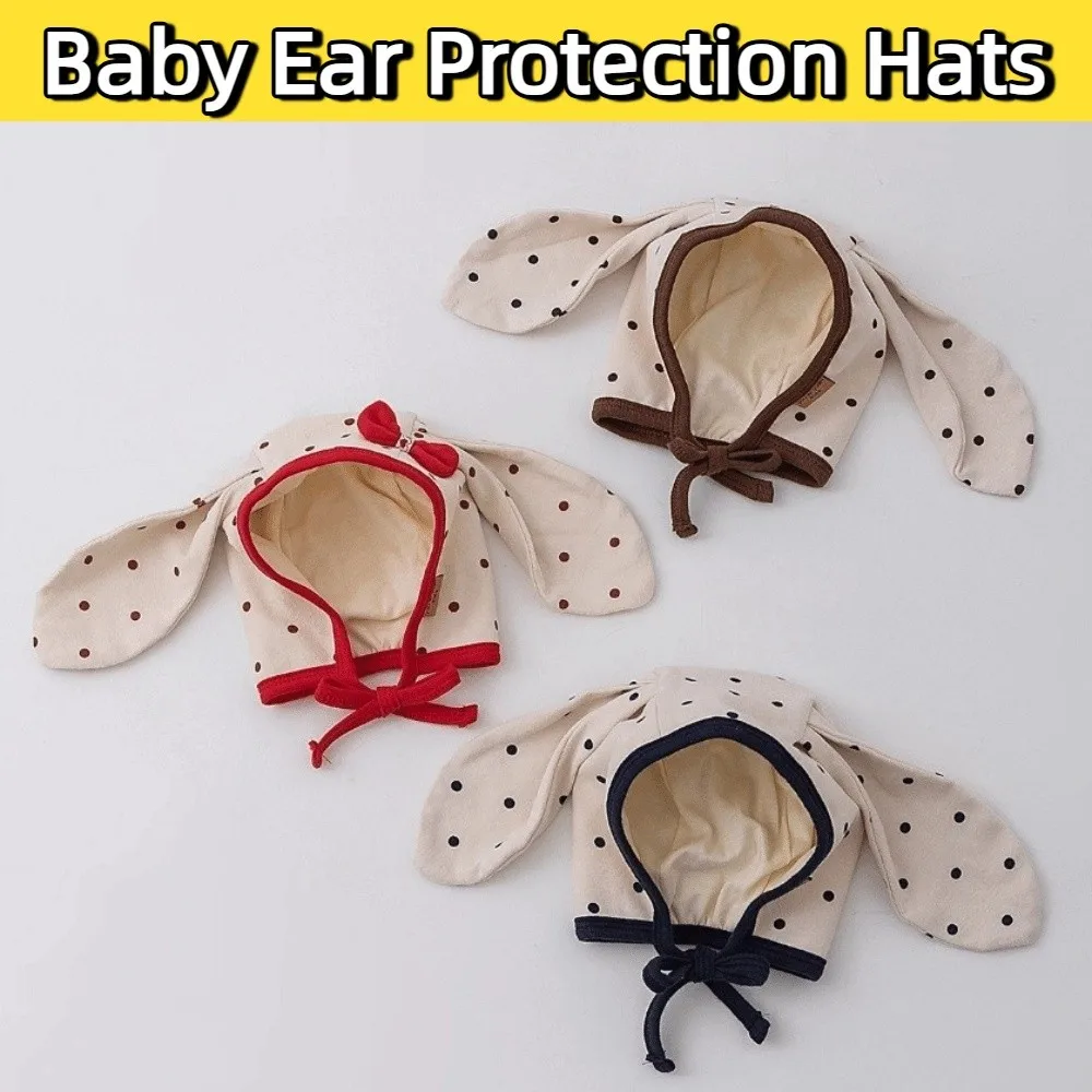 

Korean Cute Baby Ear Protection Hats Long Ear Soft Baby Fetal Cap Polka Dot Breathable Warm Kids Hats Winter