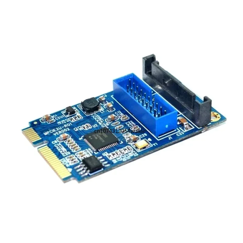 MINI PCIE to USB 3.0 Adapter Card 4Pin Power Connector MINI PCI-E to 19pin USB Front Panel 2 Ports USB 3.0 Expansion Card Riser