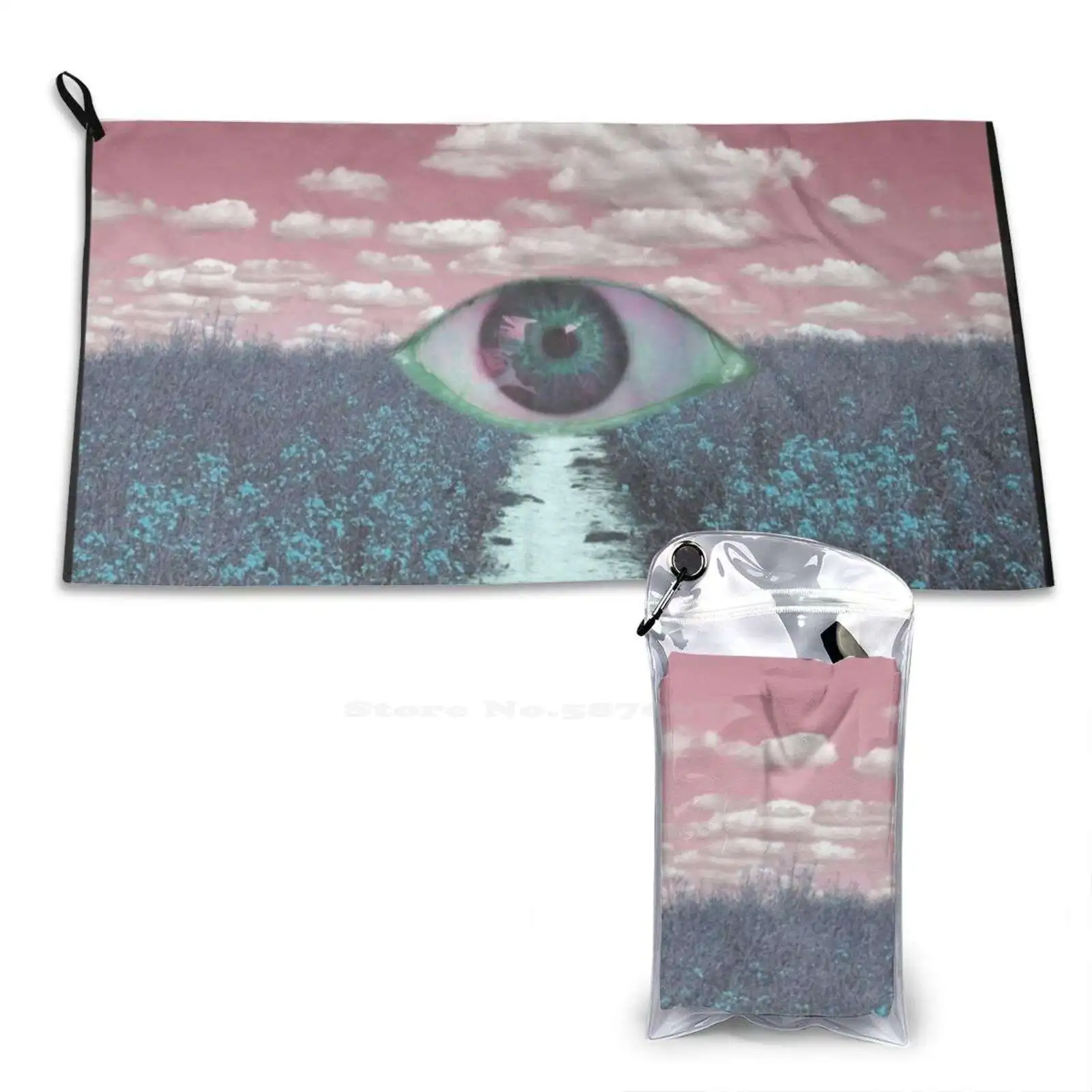 Glitch Dreamcore Weirdcore Aesthetics Meadows Eye Print Washcloth Face Soft Towel Traumacore Nostalgiacore Oddcore Strangecore