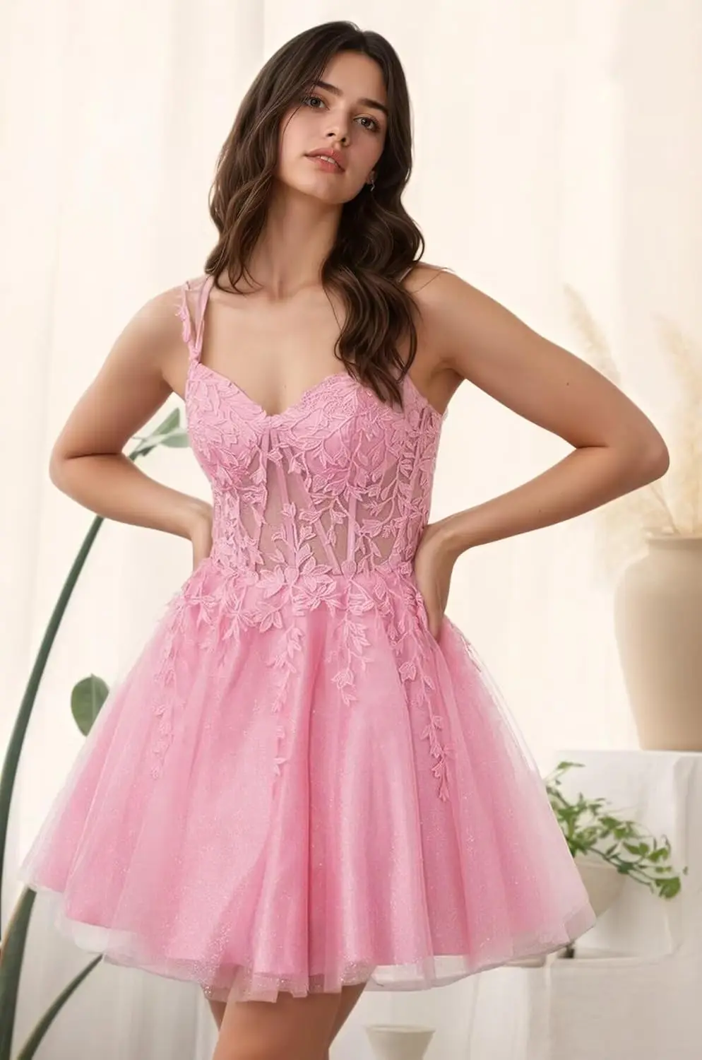 

Lace Applique Homecoming Dresses for Teens Short Tulle Fairy Prom Dress Ball Gown Quinceanera Dresses