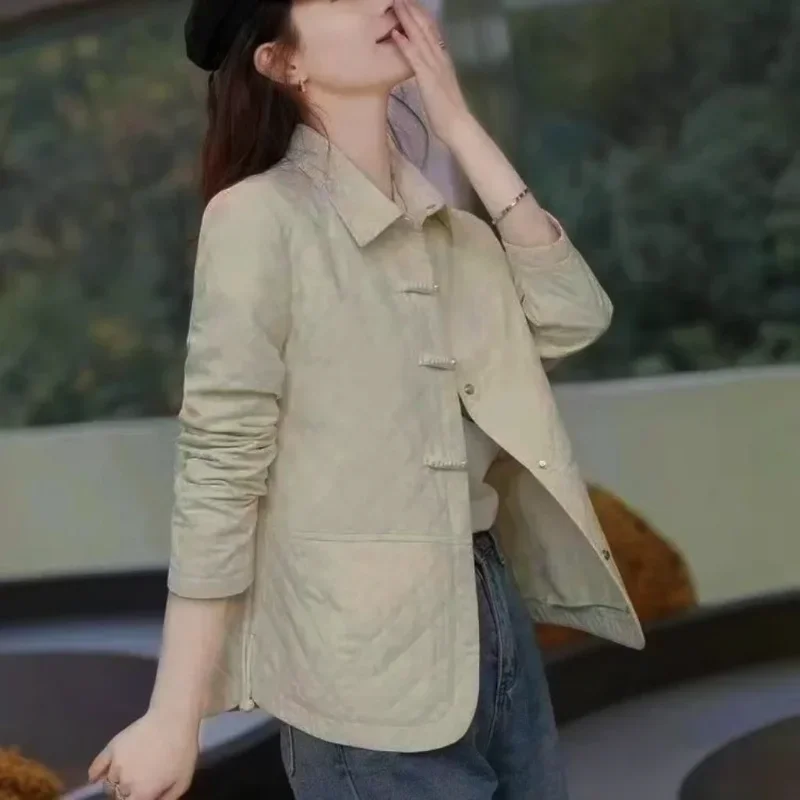 

Women's Spring Autumn New Chinese Style Button Middle-aged Mother's Fashionable Versatile Jacket Retro