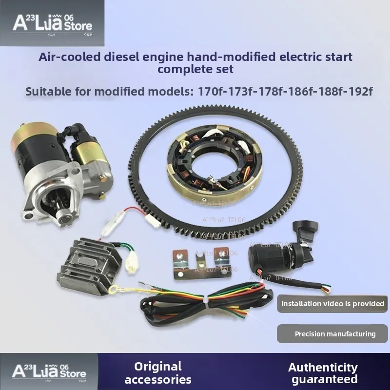 Electric Starter Conversion Kit for Diesel Engine 170F 173F 178F 186FA 188F Tillers Tractor