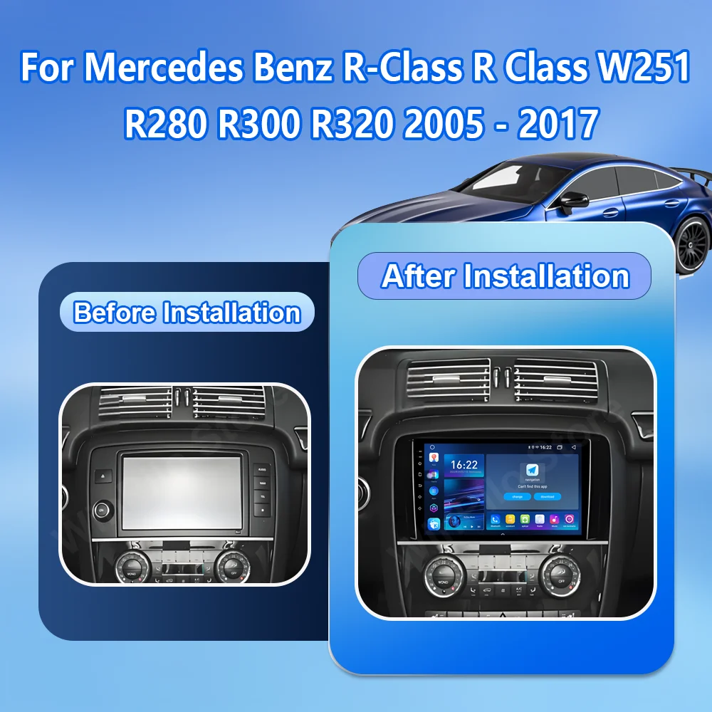 Android 16 Car Radio Stereo For Mercedes Benz R-Class R Class W251 R280 R300 R320 2005-2017 Auto Wireless Carplay Multimedia 4G
