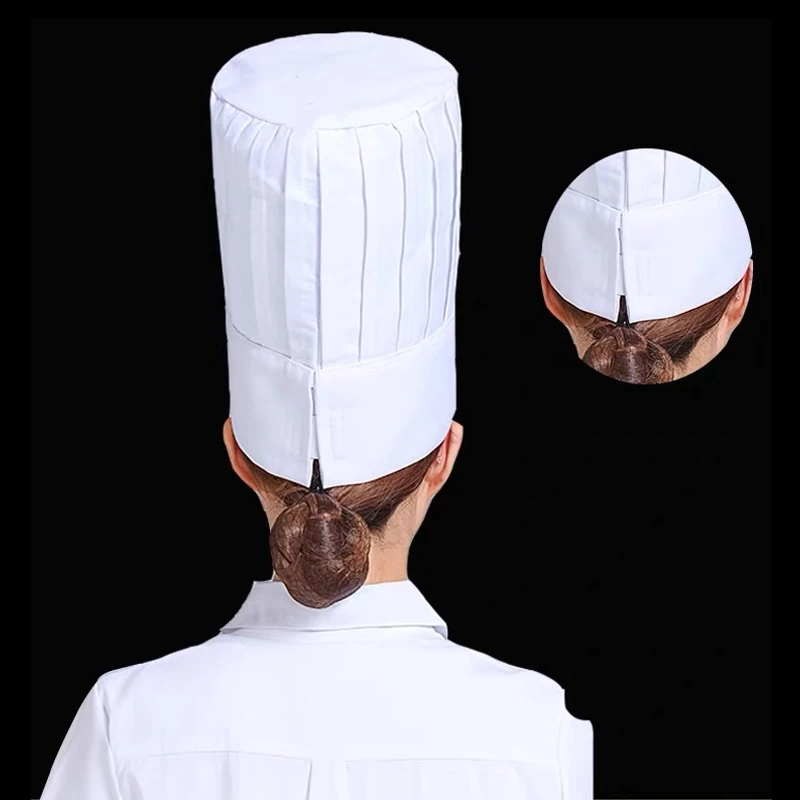 Men Kitchen Elastic Cap Hotel Restaurant Kitchen Chef High Hats Catering Serve Bakery Cake Shop Breathable Cook Medium Hat