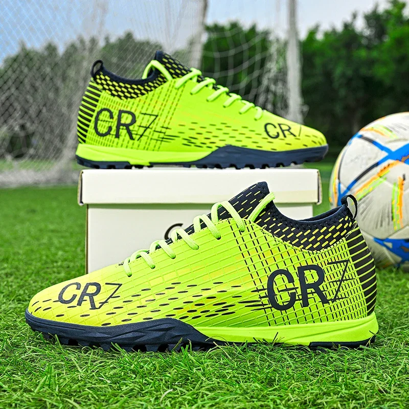 

High Quality Men Society Soccer Cleats Green TF/FG Soccer Shoes Man Outdoor Training Football Shoes For Men zapatos de futbol