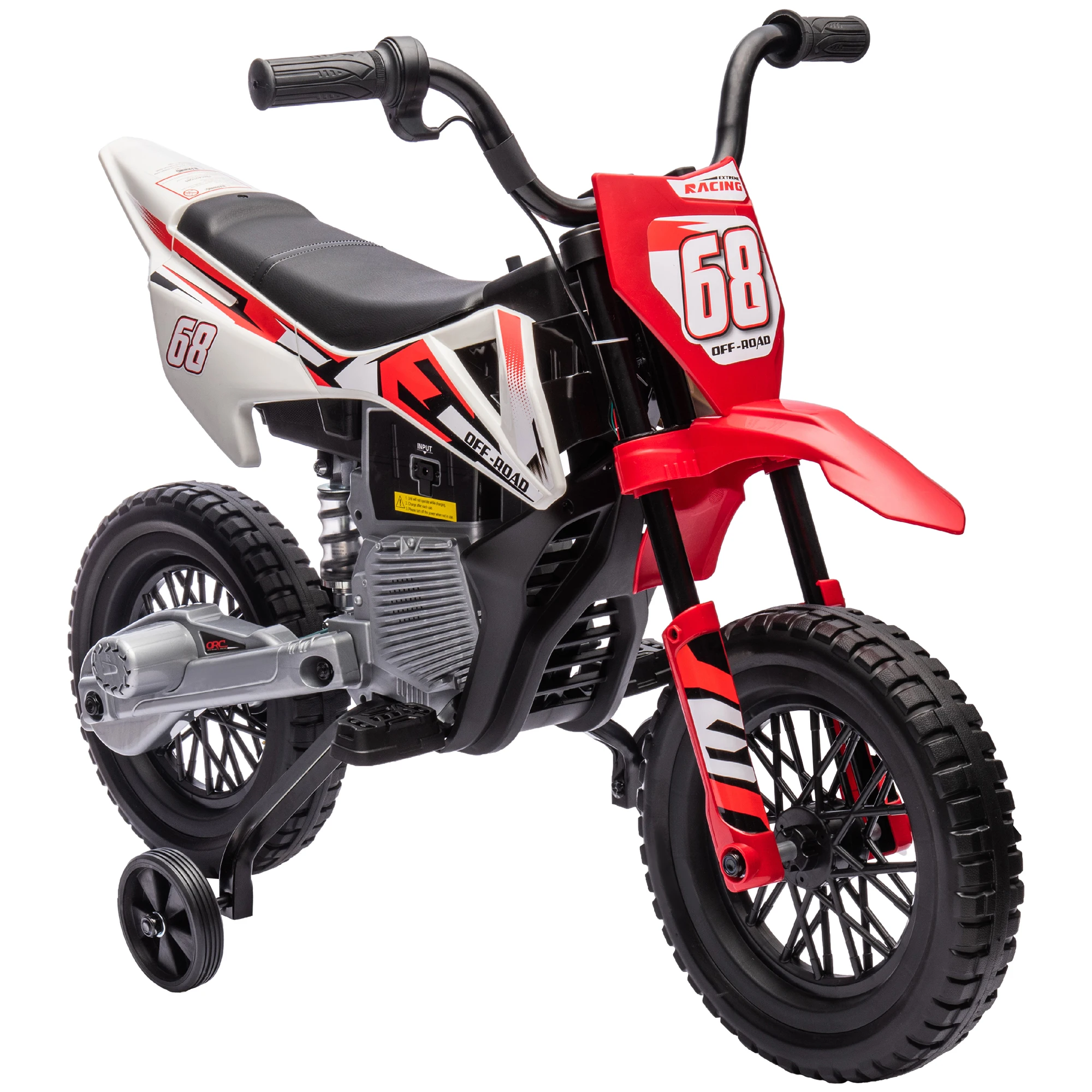 AIYAPLAY Moto Eléctrica para Niños de +3 Años con Batería 12V Música y Ruedas Auxiliares Carga 30 kg