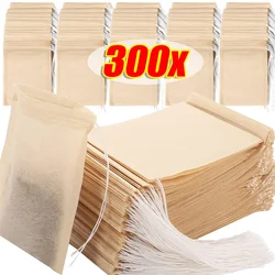 100/300pcs Disposable Tea Filter Bags Drawstring Spice Coffee Herb Loose Empty Teabag Eco-Friendly Biodegradable Paper Tea Bags