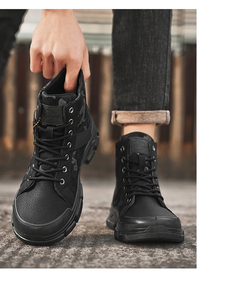 Herren Camouflage High-Top Kampfstiefel 3 Farben Atmungsaktive Outdoor-Wanderschuhe – Detail 9