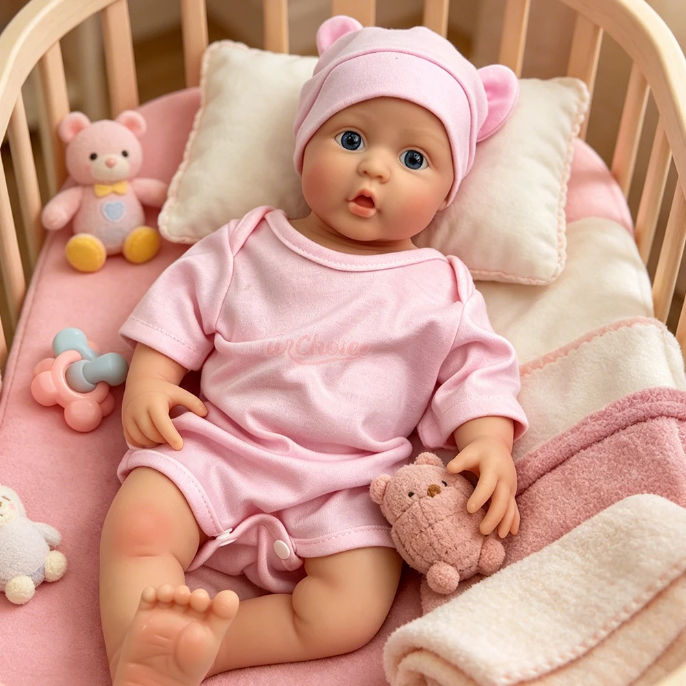 17inch Full Body Soft Silicone Reborn Girl Lifelike 3D Painted Skin Visible Veins Flexible Washable Doll for Collectors