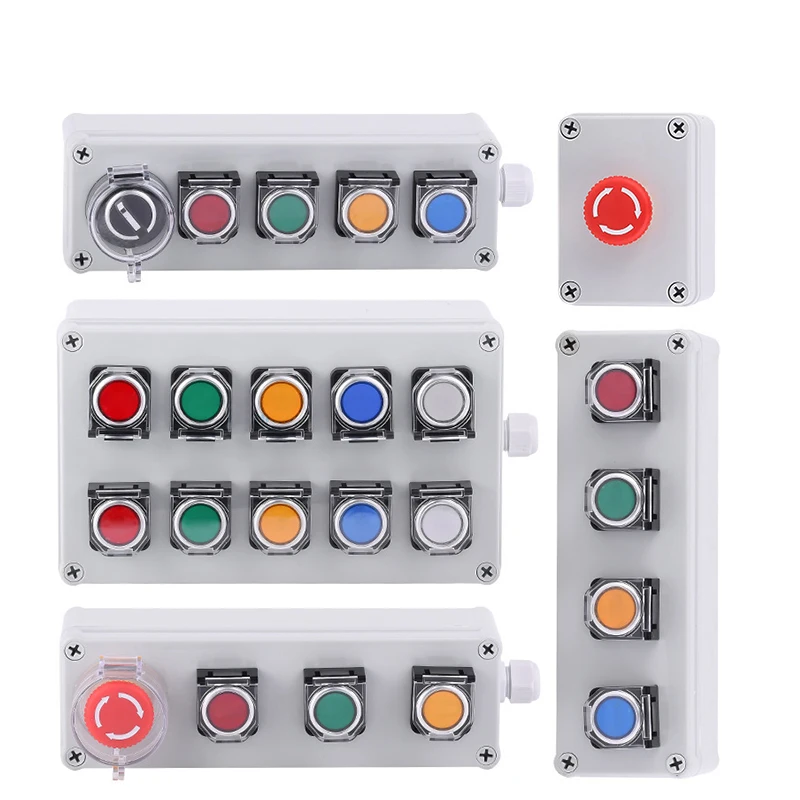 Multiple specifications with button switch box emergency stop start switch alarm self-locking motor control box customization