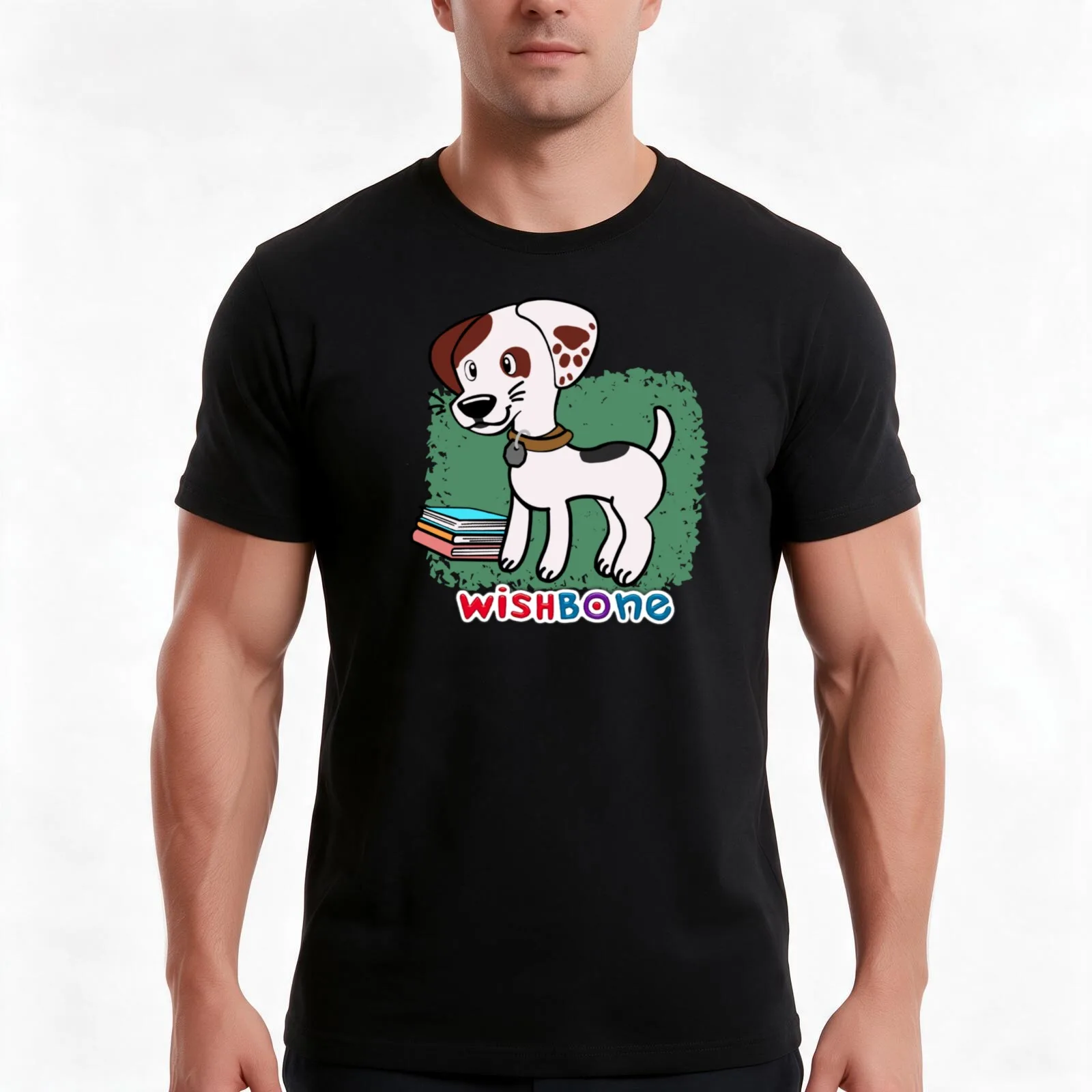 Wishbone T-Shirt, Summer Casual Cotton Tee, Oversized Streetwear Tops, Vintage Graphic Print, Loose Fit Short Sleeve