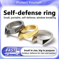 Men/Women Outdoor Survival Self-Defense Rings Broken Window Cat's Ear Safety Survival Metal Defense Ring Self Defense Supplies