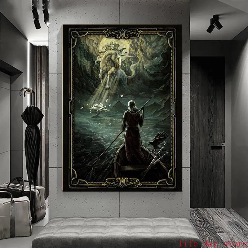 Game Art Geralt Poster Forest Canvas Painting Witcher Dungeon Horizon Zero Dawn Print Game Knight Living Room Wall Decor Picture