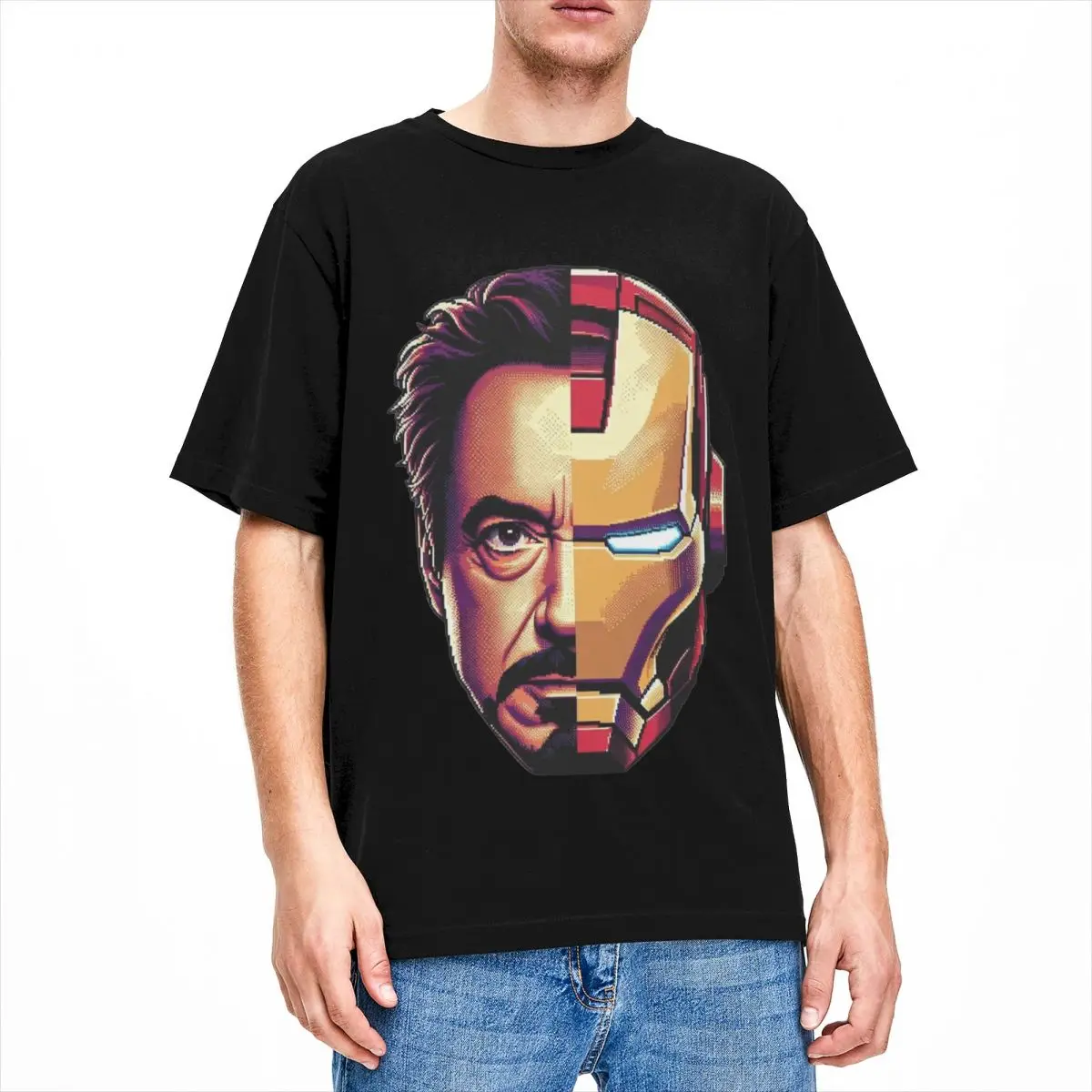 The Iron Hero Iron Man T Shirts Merchandise Men Women\'s 100% Cotton Humor Tee Shirt Short Sleeve Tops Graphic Printed