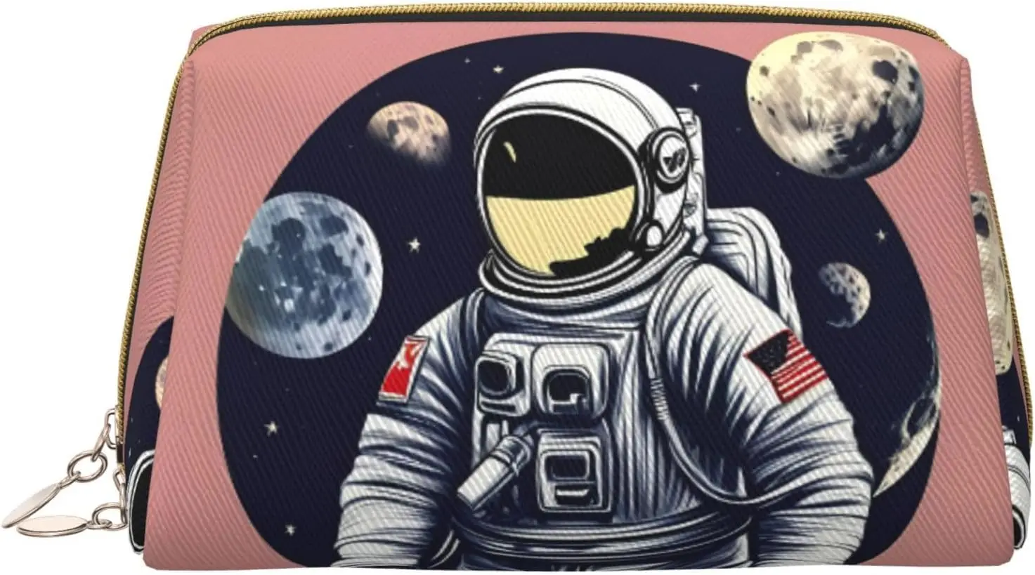 

Кожаная косметичка с принтом «Астронавт на Луне 1, косметичка на молнии, органайзер для путешествий, клатч для туалетных принадлежностей