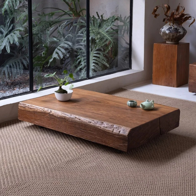 Mesa de centro de madera maciza, mesa baja minimalista estilo tatami, mesa auxiliar para sala de estar, balcón, decoración de lujo para el hogar, muebles para el hogar