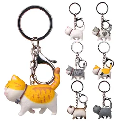 Cute Cartoon Orange Cat Keychain Women Men Creative Metal Cat Keyrings For Handbags Charms Kids Birthday Party Gifts