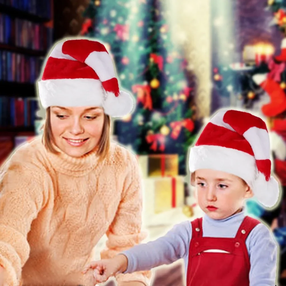 Chapeau de Père Noël en Velours Rouge pour Enfant, Chapeau de Noël pour Garçons et Bol, Vacances de Noël, Nouvel An, Carnaval, ixde Vacances