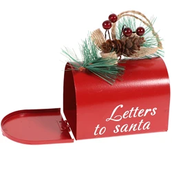 Christmas Mailbox Tree Party Hanging Ornament Pendant Decoration Iron Letter Post Box Cover Gift Decorative Santa Topper Wraps