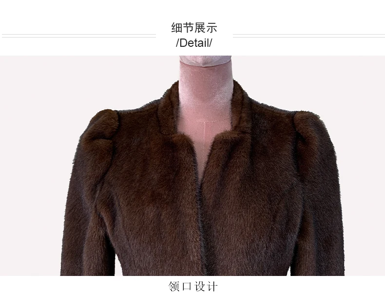 Nerazzurri Winter Short Brown Thick Warm Soft Fitted Faux Mink Fur Coat Women Single Button Elegant Luxury Chic Fluffy Jacket