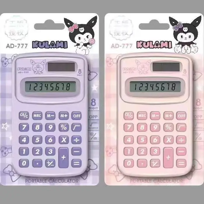 Sanrio Kuromi-minicalculadora portátil de dibujos animados para estudiantes, calculadora de dígitos, material escolar de oficina, papelería