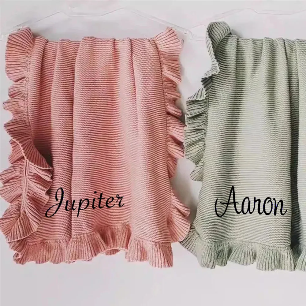 Embroidered Baby Blanket Custom Name Stroller Blanket Newborn Baby Shower Party Gift Nursery Room Afternoon Nap Soft Blankets