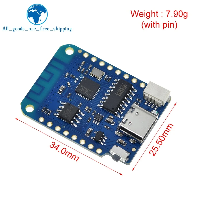 1/5PCS WEMOS D1 Mini V4.0.0 TYPE-C USB WIFI Internet of Things Board based ESP8266 4MB MicroPython Nodemcu Arduino Compatible image 4