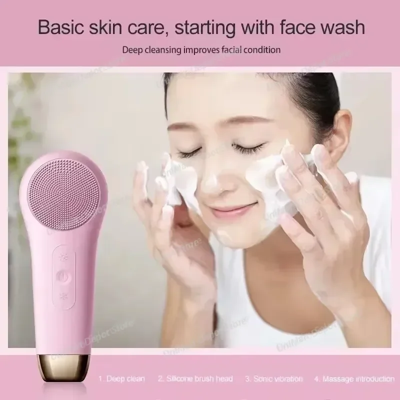 Electric Face Cleanser Facial Cleansing Brush Silicone Ultrasonic Vibration Deep Pores Blackhead Cleaning Washing Skin Massager