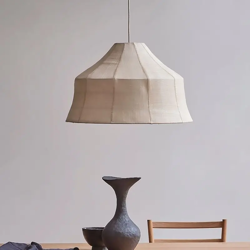 

Wabi Silent Wind Restaurant Chandelier Fabric Hotel Hot Pot Tea Room Retro pendant lights home decor drop lamp