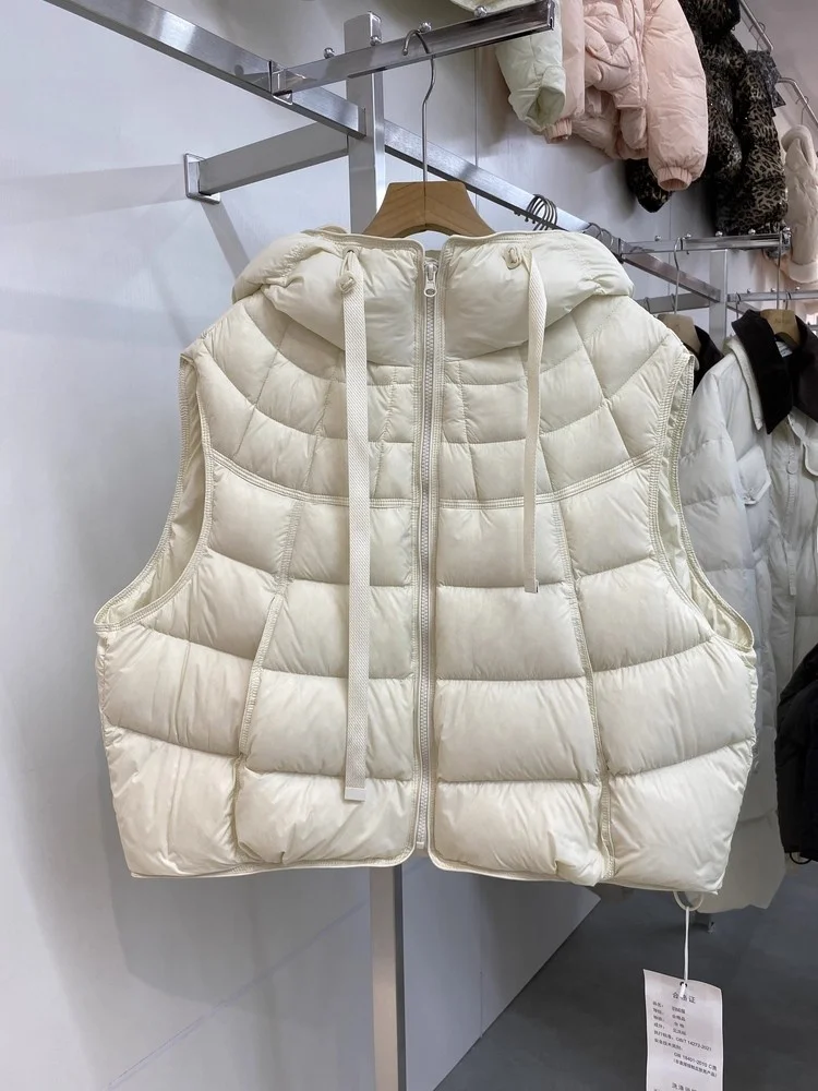 

Women's down Cotton Vest 2026 New Winter ular Warm oulder Bared Vest Hooded Top Strong Heating Index Zipper Closure Soli...