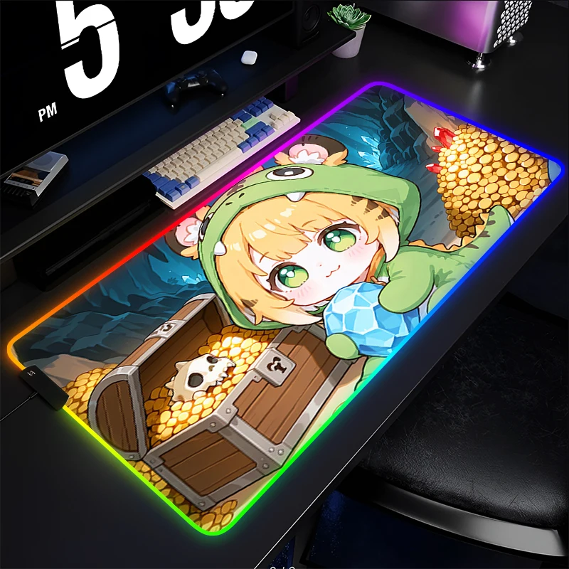 

RGB Mouse Pad Anime Gamer Computer Zenless Zone Zero Mousepad LED PC Gaming Accessories ZZZ Keyboard Pad Kawaii Ju Fufu Desk Mat