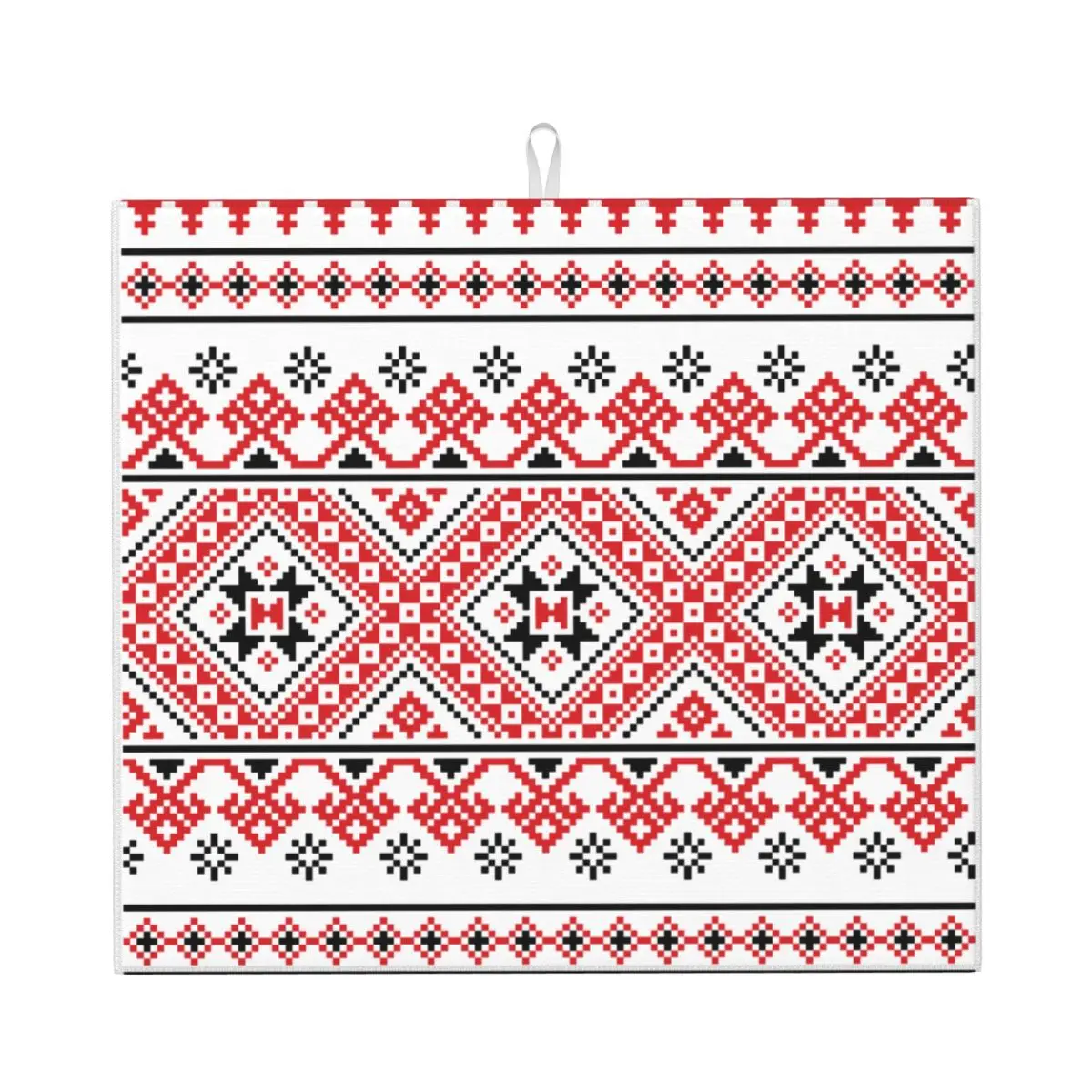 Custom Ukrainian Traditional Embroidery Dish Drying Mat for Kitchen Absorbent Quick Dry Vyshyvanka Microfiber Drainer Pads