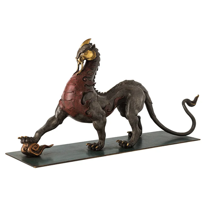 

Shanhaijing Divine Beast Male Lion Ornament Copper Crafts Living Room Boss Desk High-end Gifts