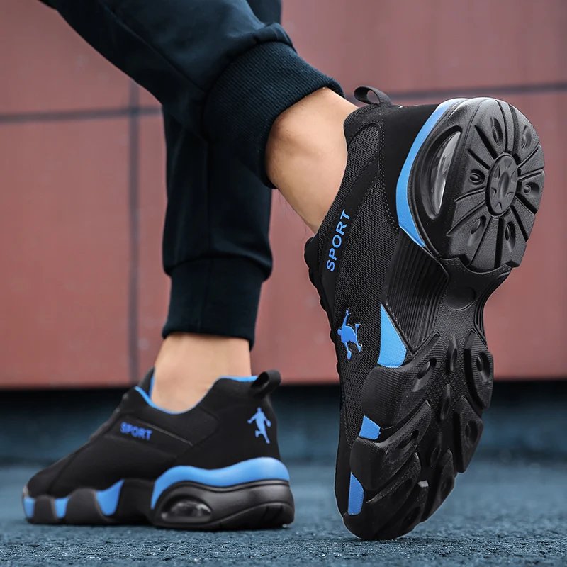 Sapatos para homens respirável sapatos casuais tênis masculinos verão luz malha almofada de ar sapatos esportivos ao ar livre rendas até tênis de treinamento