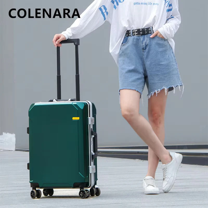 COLENARA Cabin Suitcase Men's Business Boarding Box Women's Aluminum Frame Trolley Case 20