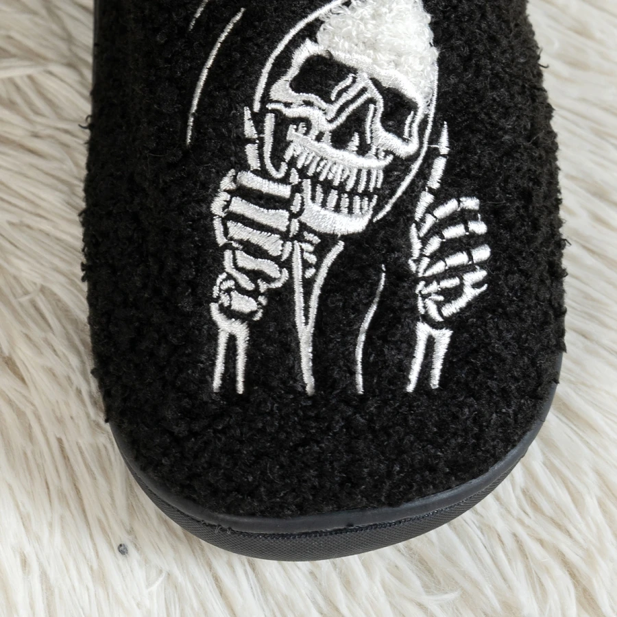 Funny Ghost Face Halloween Women Slippers Indoor Warm Soft Sole Comfort Bedroom Anti-slip Couple Shoes view 6