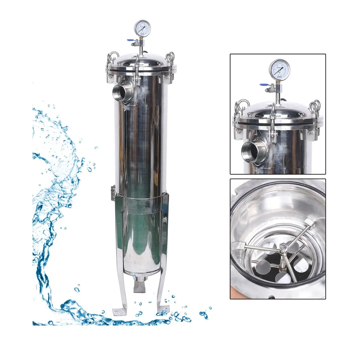 

Корпус рукавного фильтра NPT 2 дюйма, из нержавеющей стали 304, с сеткой, максимальное давление 150 фунтов на кв. дюйм, система фильтрации высокого давления, производительность 30 т/ч, НОВИНКА