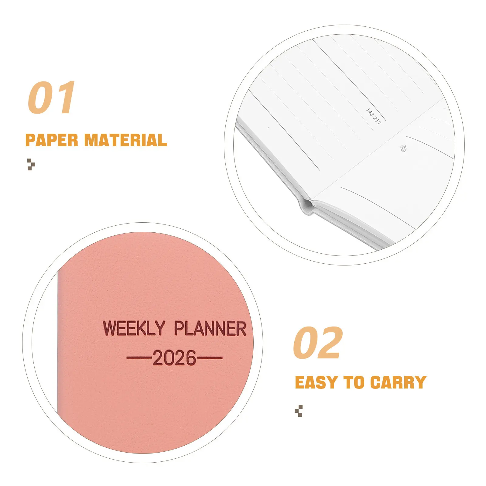 A6 Weekly Calendar Planner PU Cover Portable Pocket Planner Notepad Compact Weekly Organizer Travel Office Purse Home Use