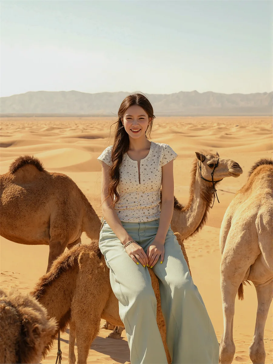 Floor Wide Leg Distressed Jeans Womens Drapey Lady Multiple Beaded Flower Print Cute Gift Artistic Lightweight Quality Side