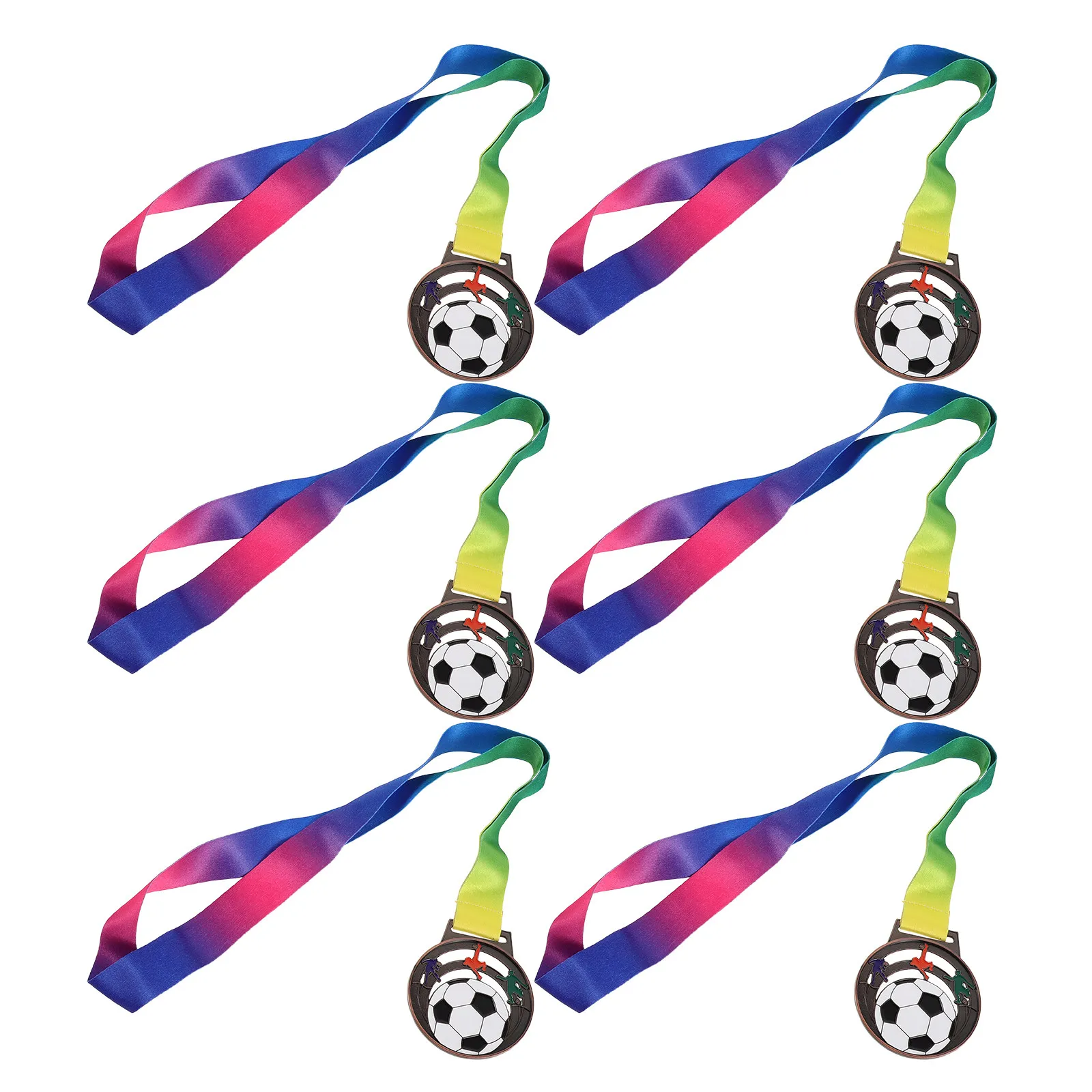 

Набор из 6 металлических футбольных медалей: золотые спортивные награды с долговечным блеском, медали для турниров, футбольные трофеи, награды для детских спортивных соревнований