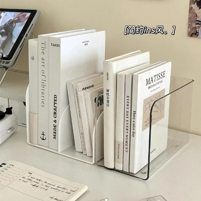 حامل كتب شفاف، مزيج مجاني بسيط، منظم كتب على شكل حرف U، مجلد كتب أكريليك، رف تخزين مكتبي للمكتب المنزلي
