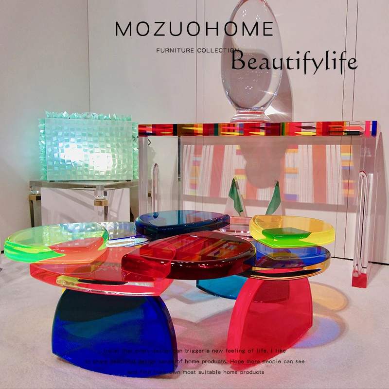 Moderne modeontwerper creatieve acryl kleur splitsen salontafel bijzettafel woonkamer salontafel