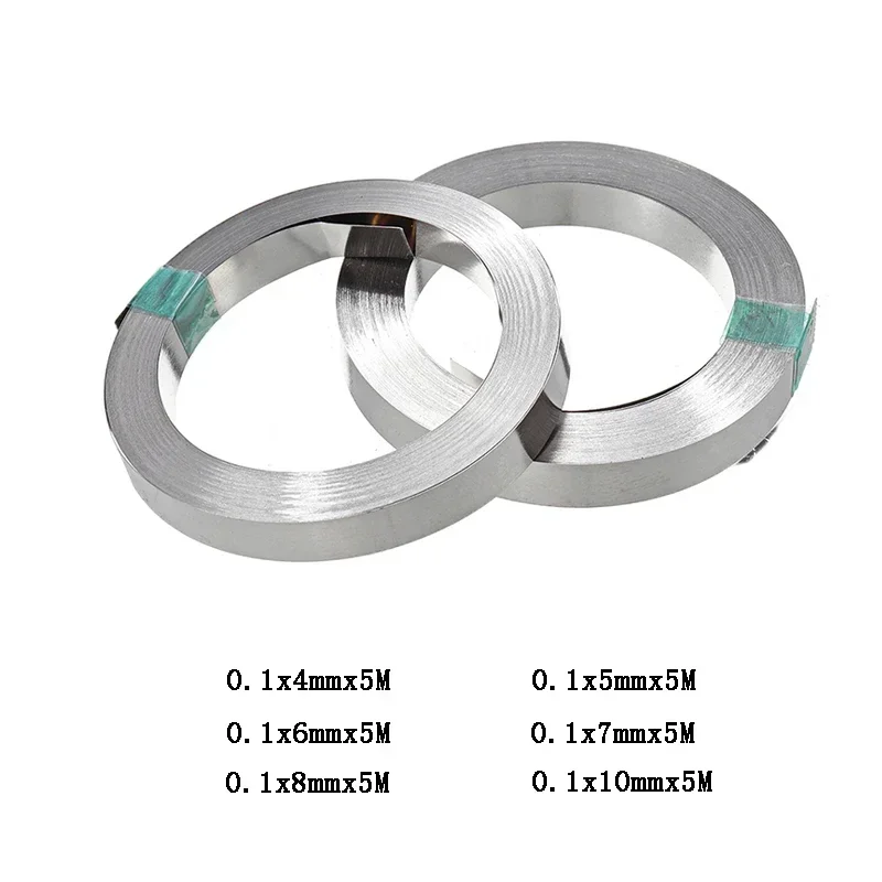 Cinta de tira niquelada de 5M y 0,1mm de espesor para soldadura de batería Li 18650/21700, Compatible con máquina soldadora