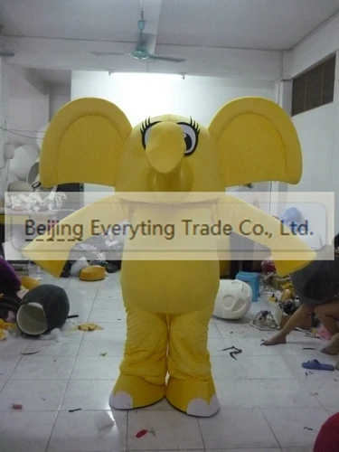 New Adult Hot Sale Foam Cute Yellow Elephant Cartoon Mascot Costume Plush Christmas Fancy Dress Halloween Mascot Costume