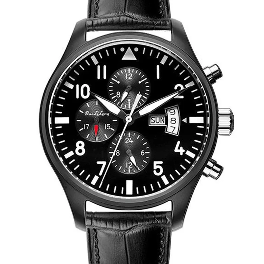 Pilot Watch Men Automatic Watches Vintage Military Mechanical Wristwatches 46mm Luxury Air Force Luminous Clock BAOLILONG Homage