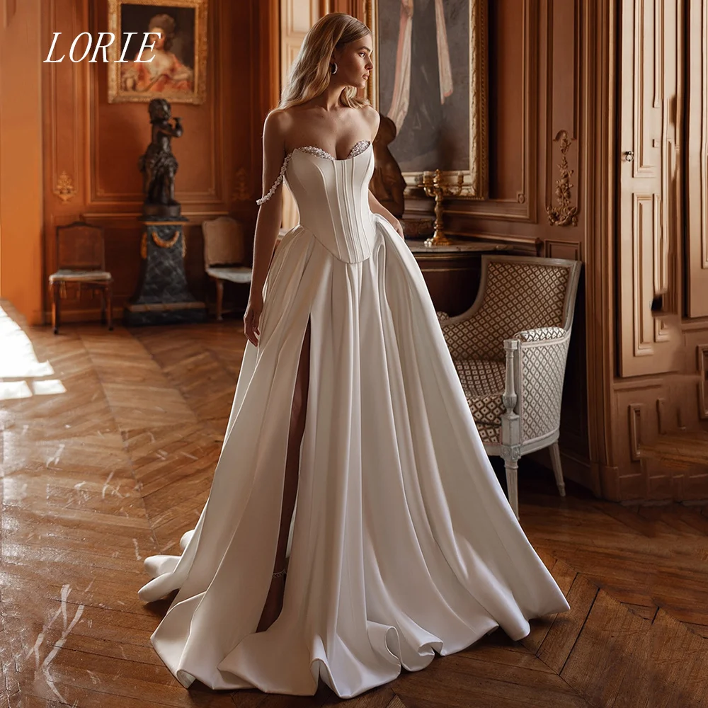 

LORIE Luxury Beading A Line Wedding Dress Sweetheart Bridal Dresses Appliques Waist Cinching Wedding Gown Customized 2026