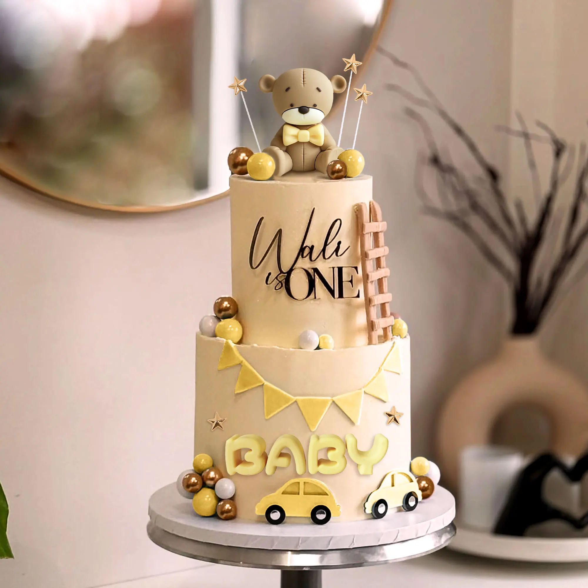 LaVenty Rosa Bär Kuchendekoration Baby Bär Babyparty Tortenaufsatz Bären Kuchendekoration Babyparty Geburtstagstorte Dekoration – Detail 6