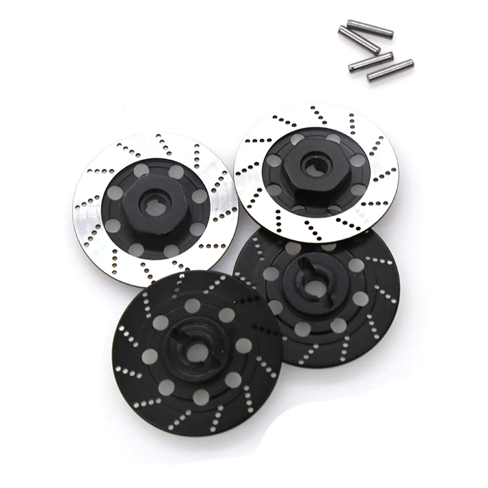 4PCS Metal Brake Disc Wheel Rim Box Metal Hex Adapter 12mm for 1/10 D4 On-Road Racing RC Car Parts,Black