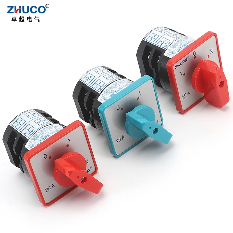 ZHUCO HZ5D-20/4 L02 L03 M04 20A 4kW 2 3 Positions 2 Poles Rotary Cam Transfer Multipolar Poles Combined Power Transfer Switch